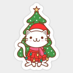 Cute Christmas Cat Kawaii Illustration Sticker